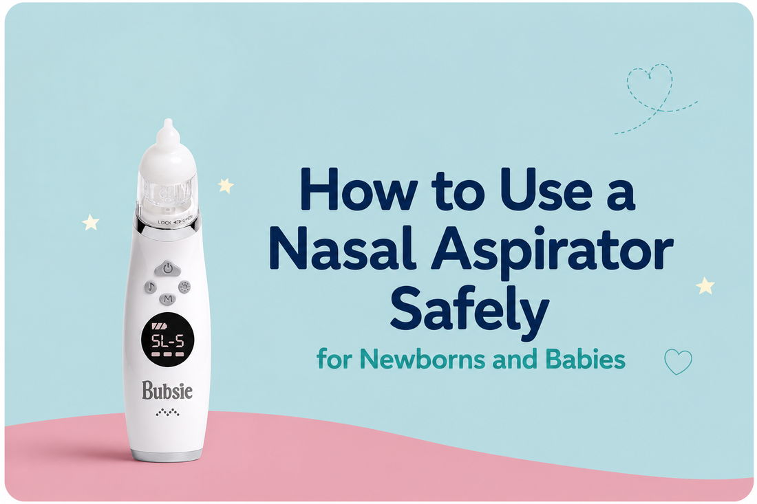 How to use a nasal aspirator safely for newborns and babies with the Bubsie electric nasal aspirator.