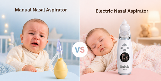 Image showing a comparison between Manual vs electric nasal aspirator