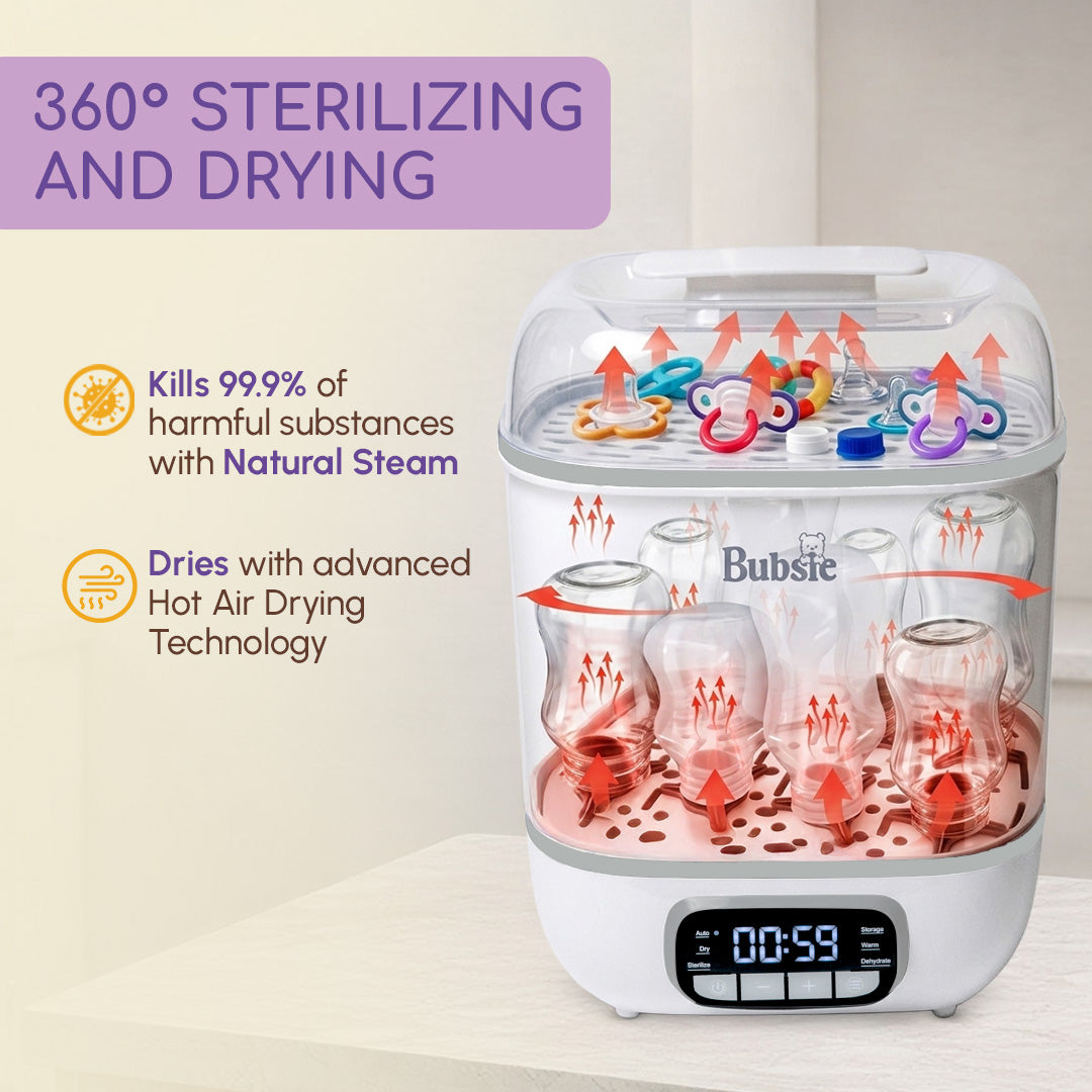Steam sterilizer machine killing 99.9% germs with natural steam drying, best baby bottle sterilizer for hygienic feeding