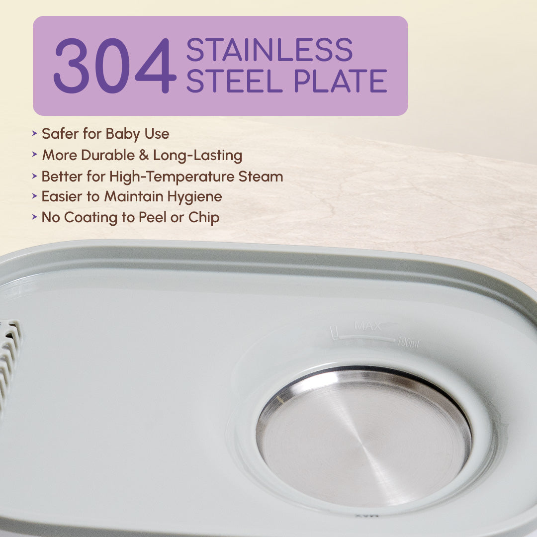 Bubsie steam sterilizer machine with 304 stainless steel heating plate for safe baby use