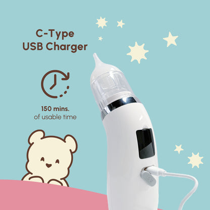 Rechargeable baby nasal aspirator with C-Type USB charging for portable use